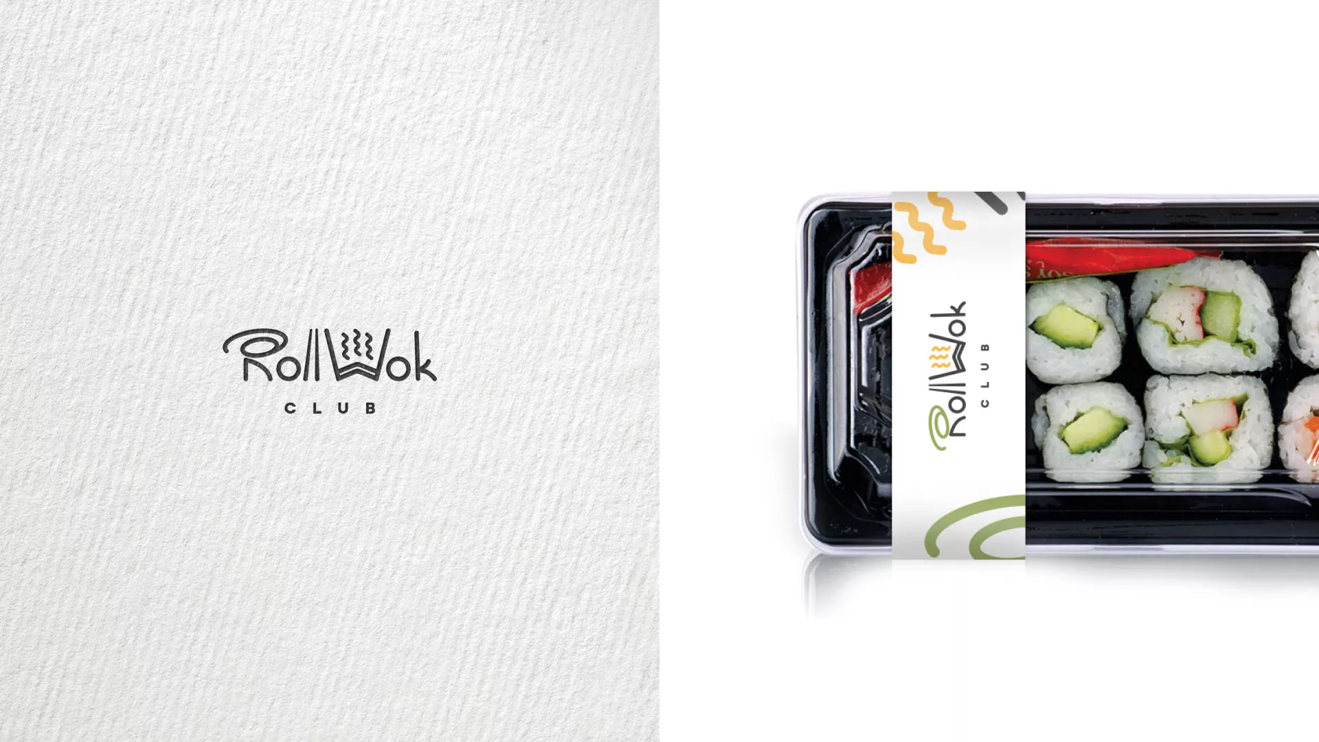 Разработка наклеек для суши-бара «Roll Wok Club» в Коммунаре